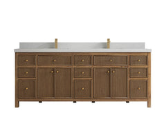 Sonoma Reeded Teak Wood 84 in. W x 22 in. D Double Sink Bathroom Vanity - photo 14