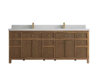 Sonoma Reeded Teak Wood 84 in. W x 22 in. D Double Sink Bathroom Vanity