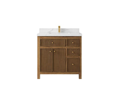 Sonoma Reeded Teak Wood 36 in. W x 22 in. D Center Sink Bathroom Vanity - photo 8