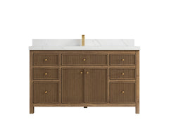 Sonoma Reeded Teak Wood 60 in. W x 22 in. D Single Sink Bathroom Vanity - photo 1
