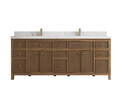 Sonoma Reeded Teak Wood 84 in. W x 22 in. D Double Sink Bathroom Vanity - photo 9