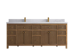 Sonoma Reeded Teak Wood 84 in. W x 22 in. D Double Sink Bathroom Vanity - photo 10