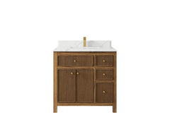 Sonoma Reeded Teak Wood 36 in. W x 22 in. D Center Sink Bathroom Vanity - photo 14
