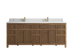 Sonoma Reeded Teak Wood 84 in. W x 22 in. D Double Sink Bathroom Vanity - photo 15