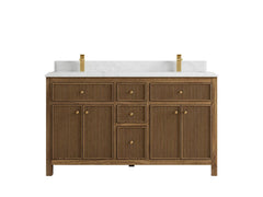Sonoma Reeded Teak Wood 60 in. W x 22 in. D Double Sink Bathroom Vanity - photo 15