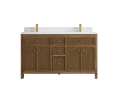 Sonoma Reeded Teak Wood 60 in. W x 22 in. D Double Sink Bathroom Vanity - photo 16