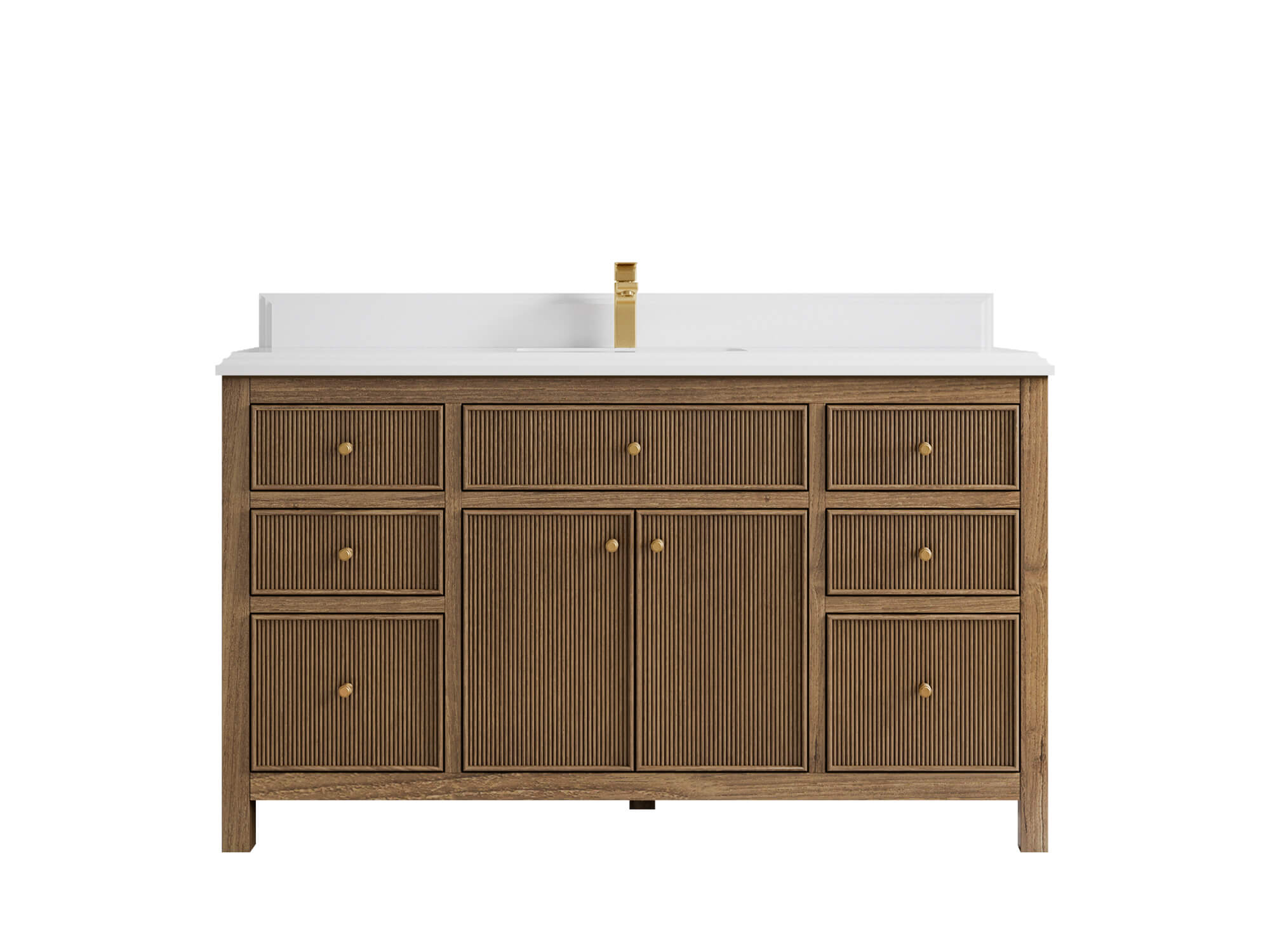 Sonoma Reeded Teak Wood 60 in. W x 22 in. D Single Sink Bathroom Vanity