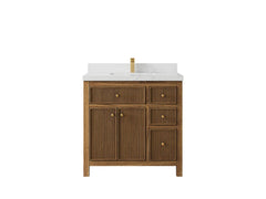 Sonoma Reeded Teak Wood 36 in. W x 22 in. D Center Sink Bathroom Vanity - photo 17