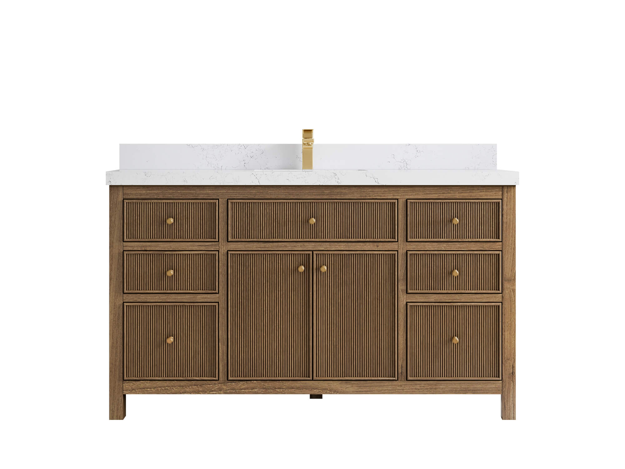 Sonoma Reeded Teak Wood 60 in. W x 22 in. D Single Sink Bathroom Vanity