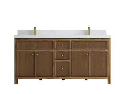 Sonoma Reeded Teak Wood 72 in. W x 22 in. D Double Sink Bathroom Vanity