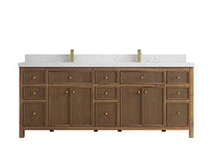 Sonoma Reeded Teak Wood 84 in. W x 22 in. D Double Sink Bathroom Vanity - photo 18