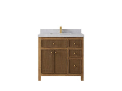 Sonoma Reeded Teak Wood 36 in. W x 22 in. D Center Sink Bathroom Vanity - photo 18