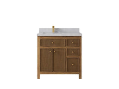 Sonoma Reeded Teak Wood 36 in. W x 22 in. D Left Offset Sink Bathroom Vanity - photo 18