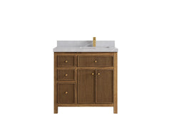 Sonoma Reeded Teak Wood 36 in. W x 22 in. D Right Offset Sink Bathroom Vanity - photo 19