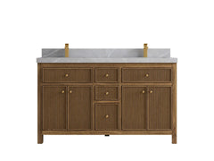 Sonoma Reeded Teak Wood 60 in. W x 22 in. D Double Sink Bathroom Vanity - photo 18