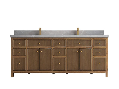 Sonoma Reeded Teak Wood 84 in. W x 22 in. D Double Sink Bathroom Vanity