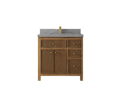 Sonoma Reeded Teak Wood 36 in. W x 22 in. D Center Sink Bathroom Vanity