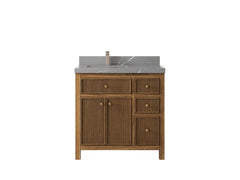 Sonoma Reeded Teak Wood 36 in. W x 22 in. D Left Offset Sink Bathroom Vanity - photo 19