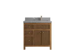Sonoma Reeded Teak Wood 36 in. W x 22 in. D Right Offset Sink Bathroom Vanity - photo 20