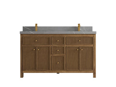 Sonoma Reeded Teak Wood 60 in. W x 22 in. D Double Sink Bathroom Vanity - photo 19