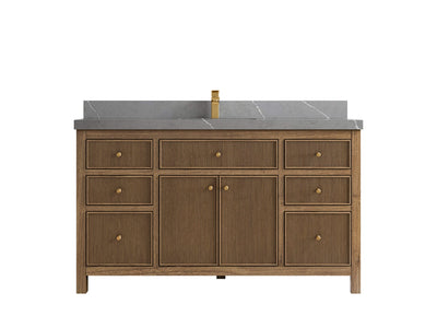 Sonoma Reeded Teak Wood 60 in. W x 22 in. D Single Sink Bathroom Vanity