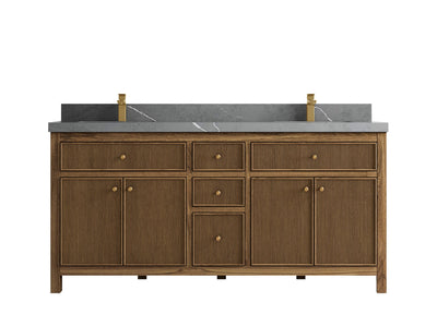Sonoma Reeded Teak Wood 72 in. W x 22 in. D Double Sink Bathroom Vanity