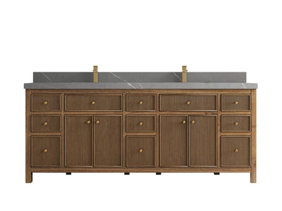 Sonoma Reeded Teak Wood 84 in. W x 22 in. D Double Sink Bathroom Vanity