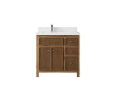 Sonoma Reeded Teak Wood 36 in. W x 22 in. D Left Offset Sink Bathroom Vanity - photo 24