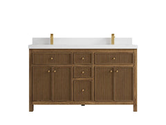 Sonoma Reeded Teak Wood 60 in. W x 22 in. D Double Sink Bathroom Vanity - photo 24