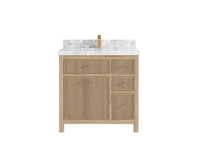 Sonoma Reeded Teak Wood 36 in. W x 22 in. D Center Sink Bathroom Vanity