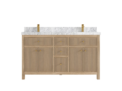 Sonoma Reeded Teak Wood 60 in. W x 22 in. D Double Sink Bathroom Vanity