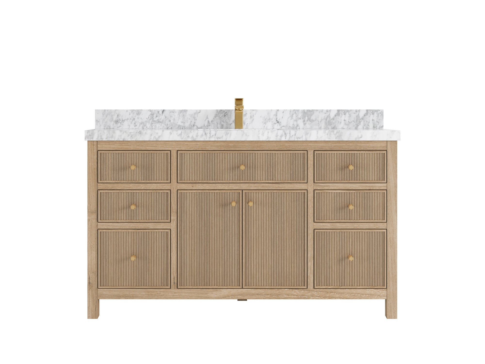 Sonoma Reeded Teak Wood 60 in. W x 22 in. D Single Sink Bathroom Vanity
