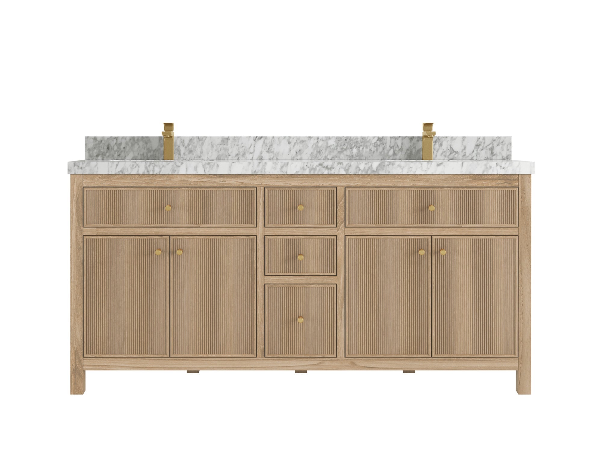 Sonoma Reeded Teak Wood 72 in. W x 22 in. D Double Sink Bathroom Vanity