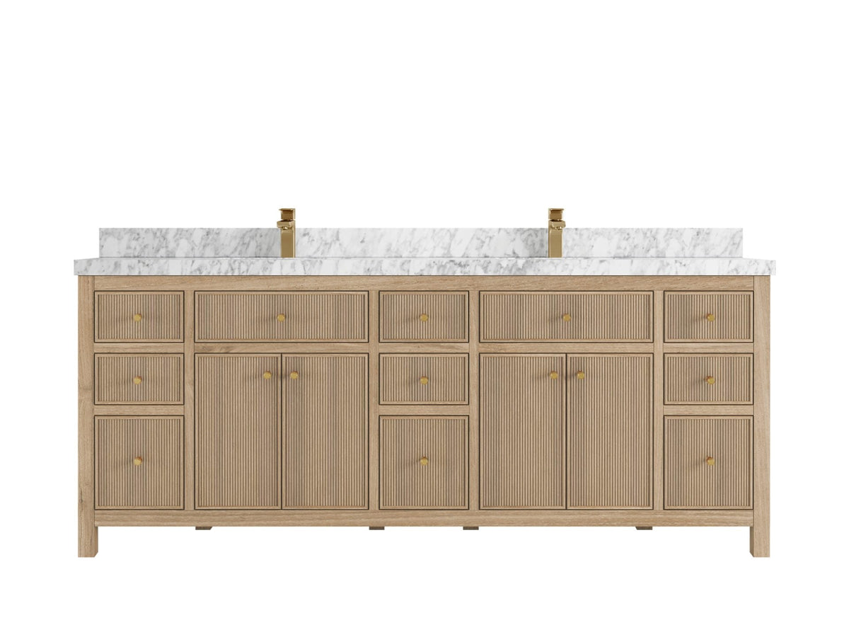 Sonoma Reeded Teak Wood 84 in. W x 22 in. D Double Sink Bathroom Vanity