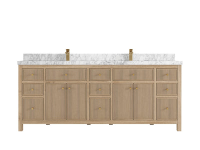 Sonoma Reeded Teak Wood 84 in. W x 22 in. D Double Sink Bathroom Vanity