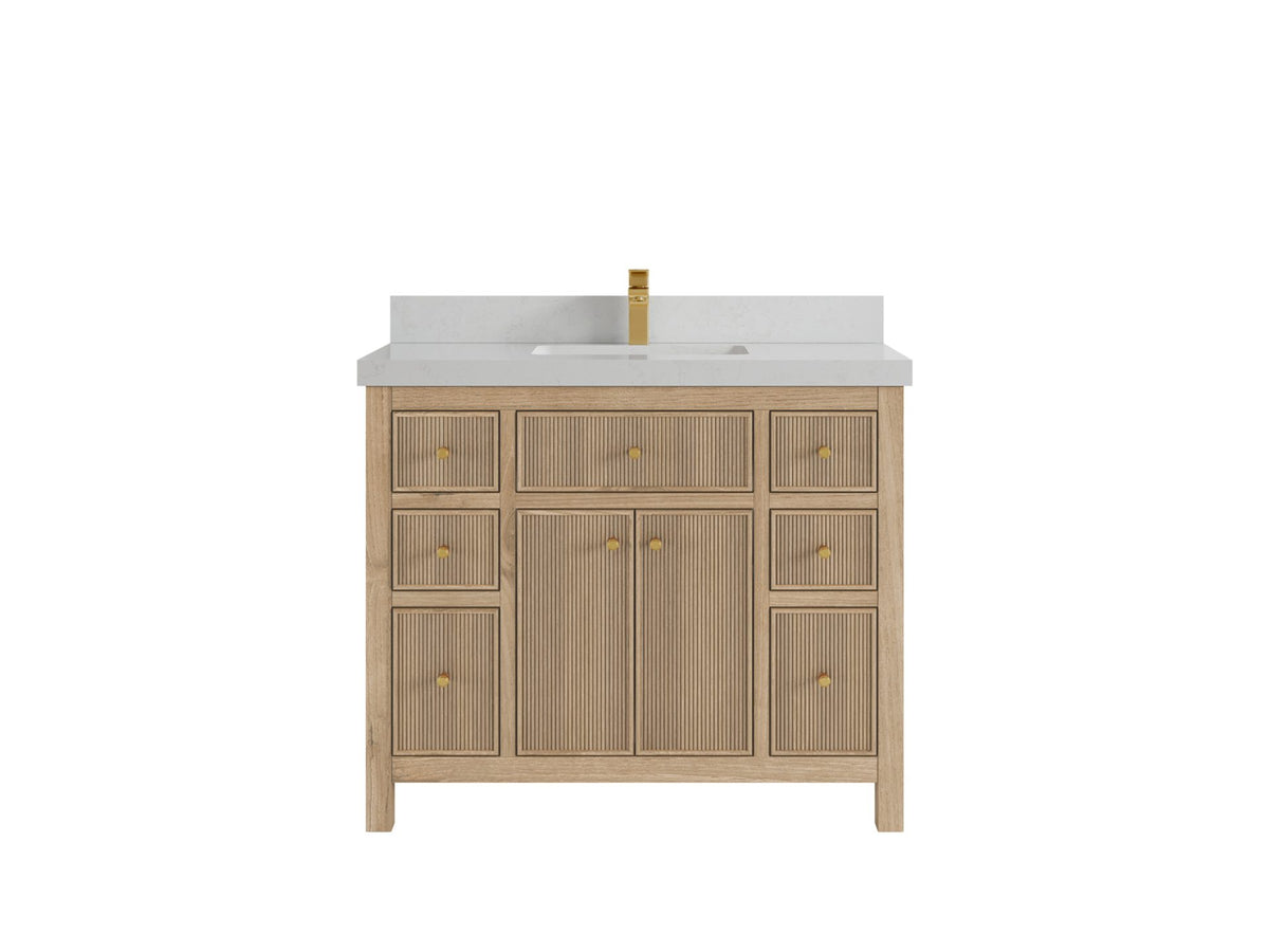 Sonoma Reeded Teak Wood 42 in. W x 22 in. D Single Sink Bathroom Vanity