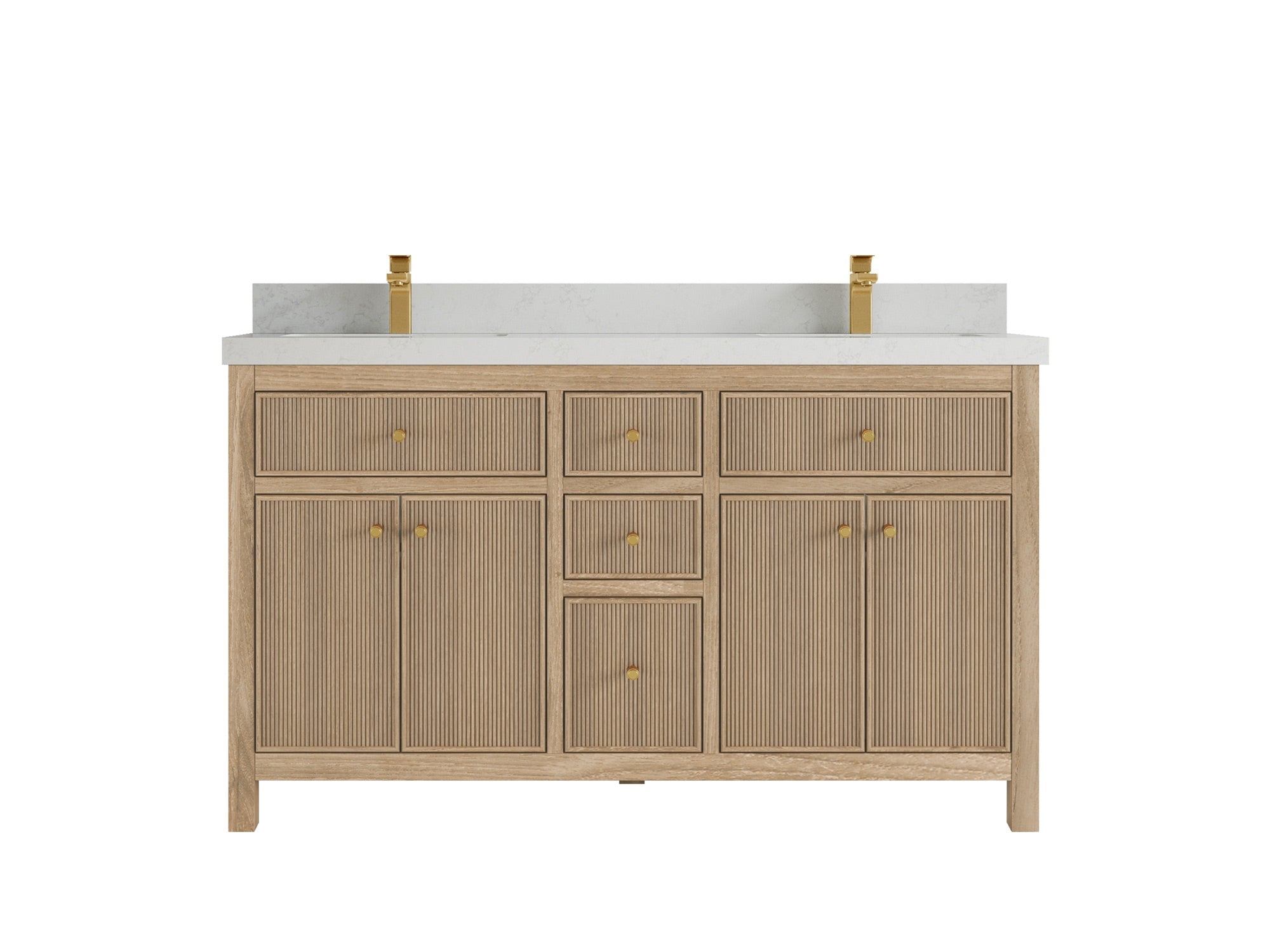 Sonoma Reeded Teak Wood 60 in. W x 22 in. D Double Sink Bathroom Vanity