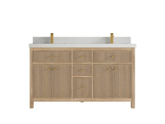 Sonoma Reeded Teak Wood 60 in. W x 22 in. D Double Sink Bathroom Vanity - photo 14
