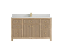 Sonoma Reeded Teak Wood 60 in. W x 22 in. D Single Sink Bathroom Vanity - photo 14