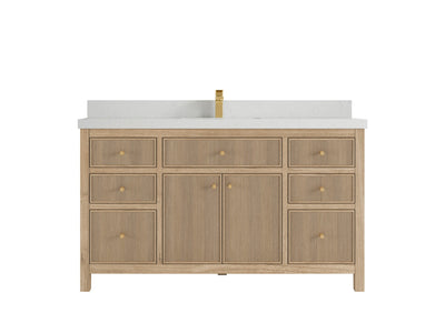 Sonoma Reeded Teak Wood 60 in. W x 22 in. D Single Sink Bathroom Vanity