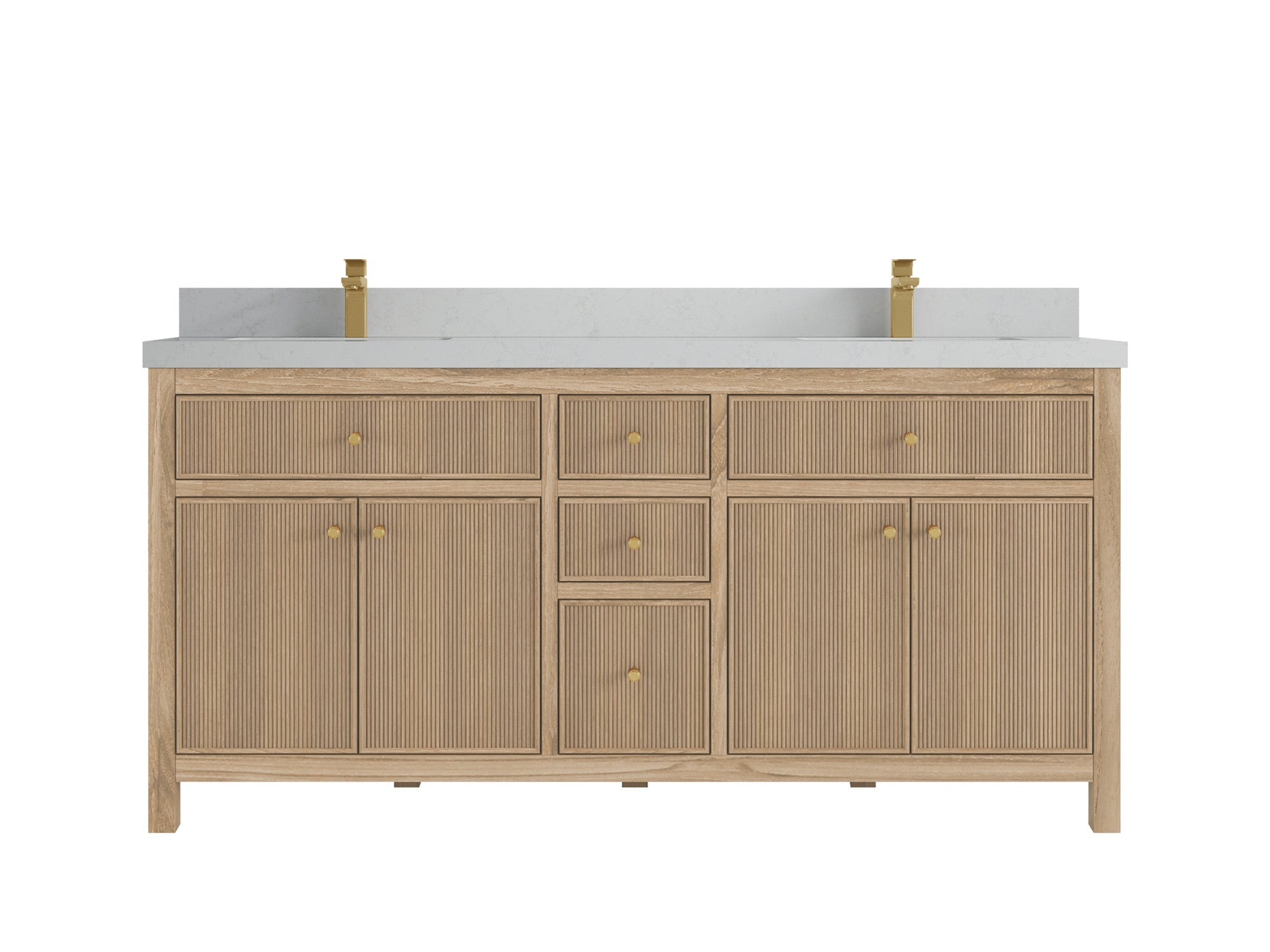 Sonoma Reeded Teak Wood 72 in. W x 22 in. D Double Sink Bathroom Vanity