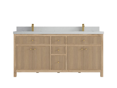 Sonoma Reeded Teak Wood 72 in. W x 22 in. D Double Sink Bathroom Vanity