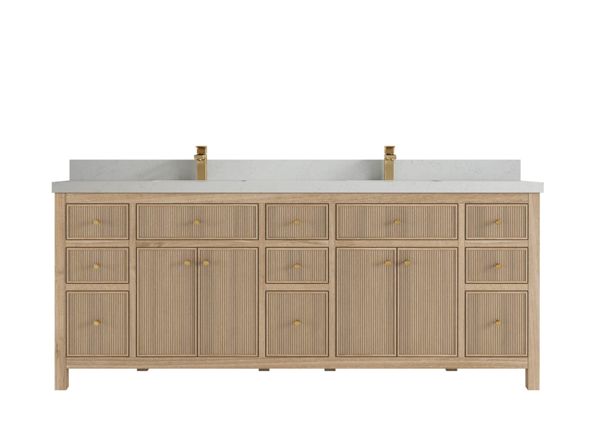 Sonoma Reeded Teak Wood 84 in. W x 22 in. D Double Sink Bathroom Vanity