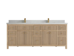 Sonoma Reeded Teak Wood 84 in. W x 22 in. D Double Sink Bathroom Vanity - photo 14