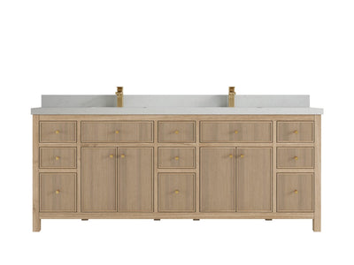 Sonoma Reeded Teak Wood 84 in. W x 22 in. D Double Sink Bathroom Vanity
