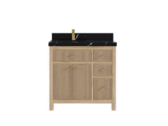 Sonoma Reeded Teak Wood 36 in. W x 22 in. D Left Offset Sink Bathroom Vanity - photo 7