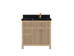 Sonoma Reeded Teak Wood 36 in. W x 22 in. D Right Offset Sink Bathroom Vanity - photo 7