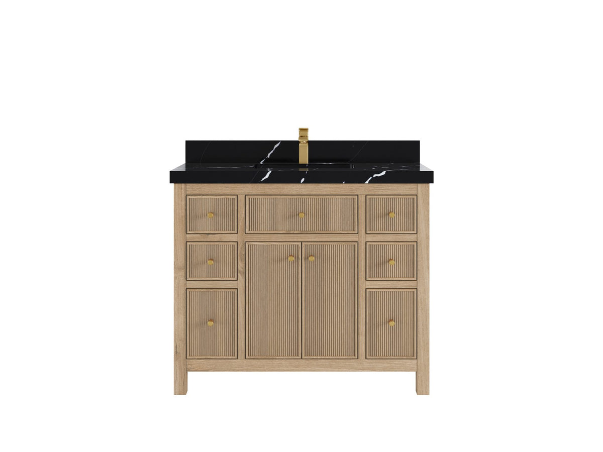 Sonoma Reeded Teak Wood 42 in. W x 22 in. D Single Sink Bathroom Vanity