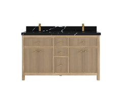 Sonoma Reeded Teak Wood 60 in. W x 22 in. D Double Sink Bathroom Vanity - photo 7