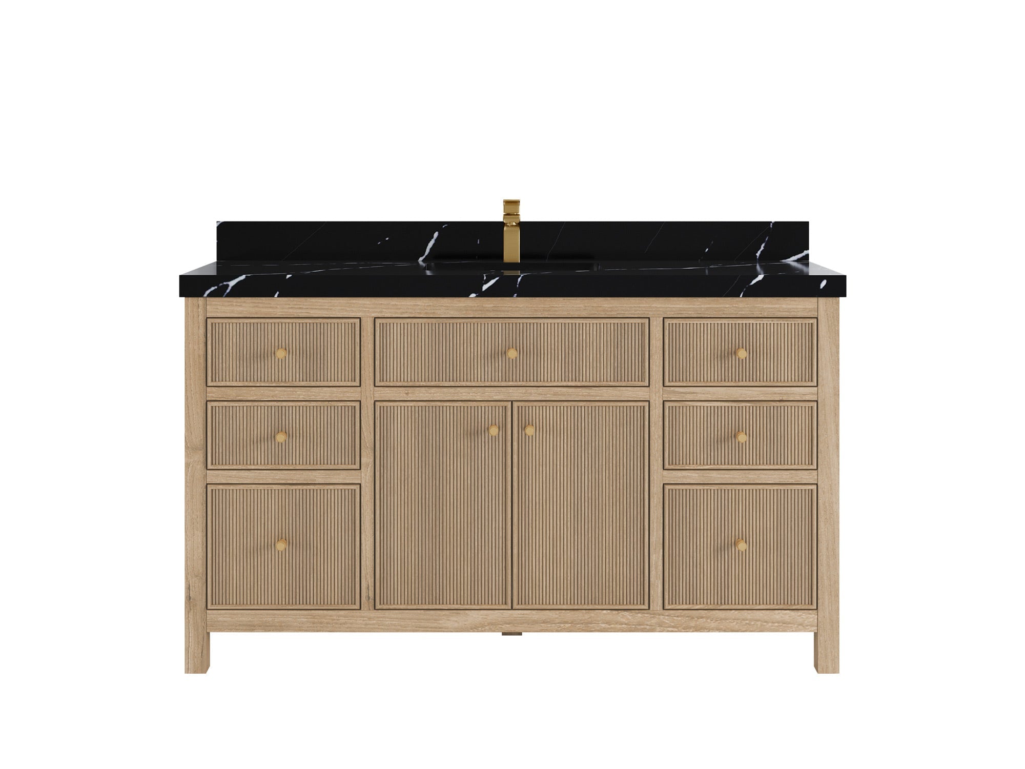 Sonoma Reeded Teak Wood 60 in. W x 22 in. D Single Sink Bathroom Vanity